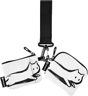 [XYMZR] Funny Cat Racing Mini Zip Around Wristlet keychain Wallet for Women Personalized Pattern Detachable Dual Pouch Wristlet Portable Wallet Phone Coin Purse, Multi-colored, One Size