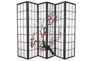 Cherry Blossom Room Divider Screen Black 6 Panel