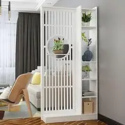 CraftThink Wall Room Divider, Modern White Freestanding Wood Room Divider Screen, Storage Cabinet Display Storage with Shelves, Wall Privacy Screens for Home Office Decorative, 27.5"L x 12"W x 79"H