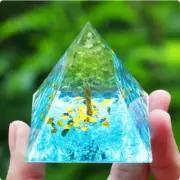 Crystals Stone Orgone Pyramid Energy Generator Natural Amethyst Peridot N