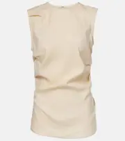 [Proenza Schouler] Proenza Schouler White Label Anoushka ruched linen-blend top AU 14 beige