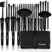 Makeup Brushes Set, 32 pcs Makeup Brush Soft Nylon Bristles Make up Brushes Kit Foundation Blending Blush Concealer Cosmetic Brushes with Bag B-Charcoal Black