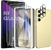 [Gatatol] 3+2 Pack for Galaxy S24 Screen Protector with Easy Fit Tool, [Fully Support Fingerprint] 3X Tempered Glass & 2X Camera Lens Protector, Case Friendly for Samsung S24 (2024)