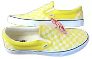 Vans Men's Classic Slip On Cyber Yellow White Checkerboard Shoes Size 10.5 NIB