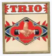 Trio, original outer cigar box label, handshake