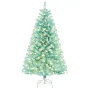 Costway Automatic PVC Christmas Tree Artificial Christmas Xmas Decoration w/Gloves LED Lighted Slim Tree Decor Gift