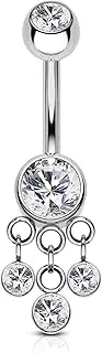 [COCHARM] Minimalist G23 Solid Titanium Belly Button Rings Dangle 14G Navel Piercing Jewellery for Women Titanium Belly Bar Dangling
