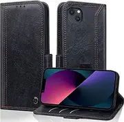 Case for iPhone 13 Case Wallet Case Cover, Phone Case iPhone 13 Shockproof Durable PU Leather Flip Cover with Card Holder iPhone 13 Cover Anti-Theft Brush Protective Case iPhone13 Case - Black