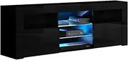 Artiss TV Unit Cabinet Entertainment Units, 160cm Length Stand Table Cabinets Storage Shelf Organiser Cupboard Home Living Room Bedroom Furniture, with 2 Drawer 16 Colour Lights High Gloss Black