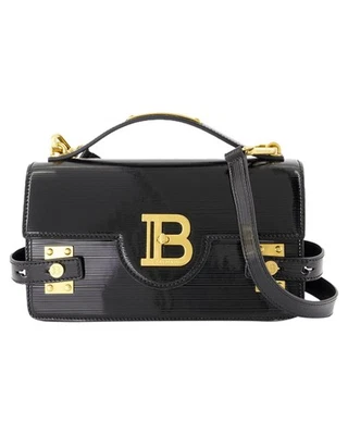 Balmain BBuzz 21 Small Patent Leather Handbag Women Black | Black Crossbody Bags