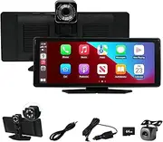 Carplay Screen for Car, 10.26" Portable Wireless Car Stereo for Apple Carplay & Android Auto with 4K Dash Cam and 1080P Backup Camera, Car Audio Receivers with Mirror Link/Voice Control/GPS Navigation