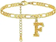 [Generic] Women Anklet with Initials Charms Gold Plated Ankle Bracelet Summer Beach Jewelry with Delicate Packaging
