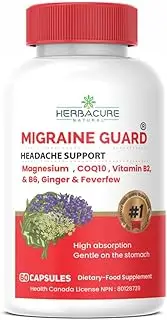 MIGRAINE GUARD ® NEW Migraine Relief Headache Prevention, Clinically Proven COQ10, VIT B2, FEVERFEW, MAGNESIUM GLYCINATE, SKULLCAP, Exceptional response during Trials *NEW