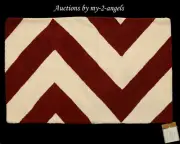 NEW Pottery Barn CHEVRON CREWEL EMBROIDERED LUMBAR PILLOW COVER * RED modern