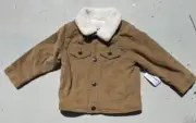 Baby Old Navy Jacket Beige Sherpa Trucker 18-24 Months Lined NWT Corduroy