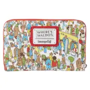 Where's Waldo Scenic Shopping Plaza Zip Around Wallet NEW Loungefly Collectible