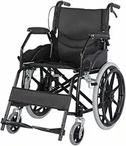 Wheelchair Lightweight Wheelchairs for Seniors Foldable Manual Wheelchair W/Non-Slip Handrail & Handbrake Carbon Steel Folding Transport Wheelchair for Disabled Driving Trolley