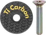 uxcell 1 1/4" OD Bicycle Headset Stem Top Cap Carbon Fiber Cycling Headset Cover Stem with Colorful M6 Bolt for Mountain Road Bike MTB, Gold