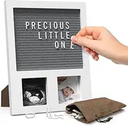 Felt Letter Board Baby Keepsake - 12"x10" Baby Picture Frame with 2 Photo Windows (3"x3"), 2+1 Letter Boards, Perfect for Pregnancy Announcements, Gender Reveal, Newborn, and First Birthday Gifts