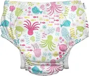 i play. Green Sprouts by Baby Toddler Girls' Snap Reusable Swim Diaper, White Sea Pals, 3 Years