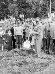 Pierre Cot Minister Air breaking ground future aerodrome Aix-les-B- 1933 Photo