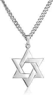 [Amazon Essentials] Men's Sterling Silver Star of David Pendant with Stainless Steel Chain, 24" (previously Amazon Collection)