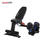 Powertrain 48KG Adjustable Dumbbell Set - Blue with FID Weight Bench