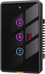 [domoi] Tuya Smart WiFi Fan Light Switch Touch Wall Panel Voice Control APP Remote Control Work for Home Easy to Use B