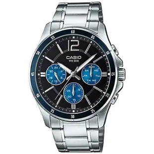【CASIO】卡西歐不鏽鋼三眼手錶 MTP-1374D-2A 防水50米 台灣卡西歐保固一年