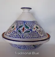 12" Hand-painted Traditional Blue Ceramic Tagine Cooking Pot/Tagine (Last One)