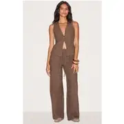 Deep Chocolate Drawstring Wide Pants, Deep Chocolate
