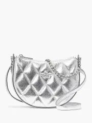 Carey Metallic Quilted Leather Zip Top Crossbody