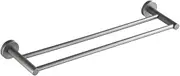 Tofficu 1 PC Modern Double Wall Mounted Towel Hanger Rack Stylish Bathroom Dual Rack for Organizing Towels Durable and Easy to Install Electroplated Finish for Use Sleek Design Grey