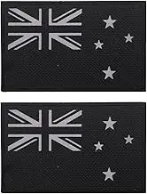 2PCS AliPlus New Zealand Flag Patches IR Infrared Reflective Patches Laser Cut Patch Tactical Morale Patch Hook and Loop(Black White)