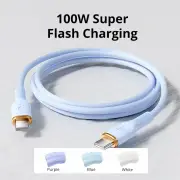 100W Type-C to Type-C Fast Charging Cable 6A Super Charge Silicone USB-C Data Cable for Android Phones 1m 2m
