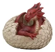 Large Smaug Red Baby Dragon Hatchling in Egg Statue 9.5" Long Dungeons Dragons
