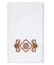 Avanti Scroll 100% Cotton 12" x 18" Fingertip Towel - White / Sienna Brown