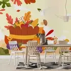 3D Pumpkin Aubergine Grape Leaves Self-adhesive Removeable Wallpaper Wall Mural