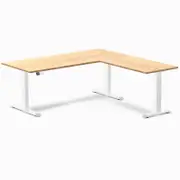 Desky L-Shape Sit to Stand Bamboo Desk 1800x1750mm White Height Adjustable Leg