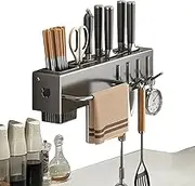 Utensil Rack | Cutlery Holder Wall Mount Organizer,Storage Organizer with Hooks, Hanger No Drilling Kitchen Accessories for Towel Spatula Cooking Tools Spoons