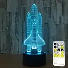 3D Space Rocket Night Light Changing LED With Remote Control Lamp Touch Switch
