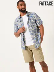 FatFace Blue Short Sleeve Leaves Print 100% Cotton Shirt (AU1670) | $102