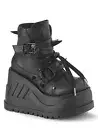 Pleaser Demonia 4 3/4 Inch Wedge Platform Lace-Up Ankle Boot, Inside Zip