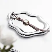 [Samchilderlan] Ceramic Jewelry Dish for Women, Jewelry Tray Trinket Dish, Cloud Shape Ceramic Plate, Watch Keys Tray Ring Dish Holder for Mother's Day/Christmas/Thanksgiving/Birthday Gift(Silver)
