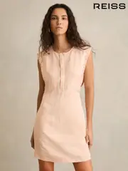 Reiss Peach Fawn Whipstitch Sleeveless Shift Dress (AP8510) | $365