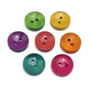 100 Mixed Color Round 2 Holes Wood Sewing Buttons 15mm Decorations Scrapbooking