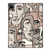 iPad Pro 12.9-inch (5th/6th gen) iPad Impact Case FACE MOSAIC SKETCH 3 DARK SKIN IPAD, ABSTRACT MINIMAL PEOPLE MEN ILLUSTRATION By Ebi Emporium