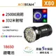 【錸特光電】ACEBEAM X80 25000流明 XHP50 2代晶片 標配18650鋰電池 紅綠藍+UV光 DX80