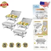 4 Pack 8 Qt Stainless Steel Chafing Dish Buffet Set for Elegant Catering Events