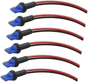 6-Pack T10 Male Socket Holders Extended Wire Connector Plug Adapter T10 Connector with Wire 194 168 W5W Wiring Harness, for Car Headlight, Turn Signal Lights, Daytime Running Light Car Headlig